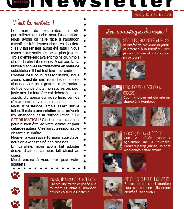 Newsletter septembre 2018