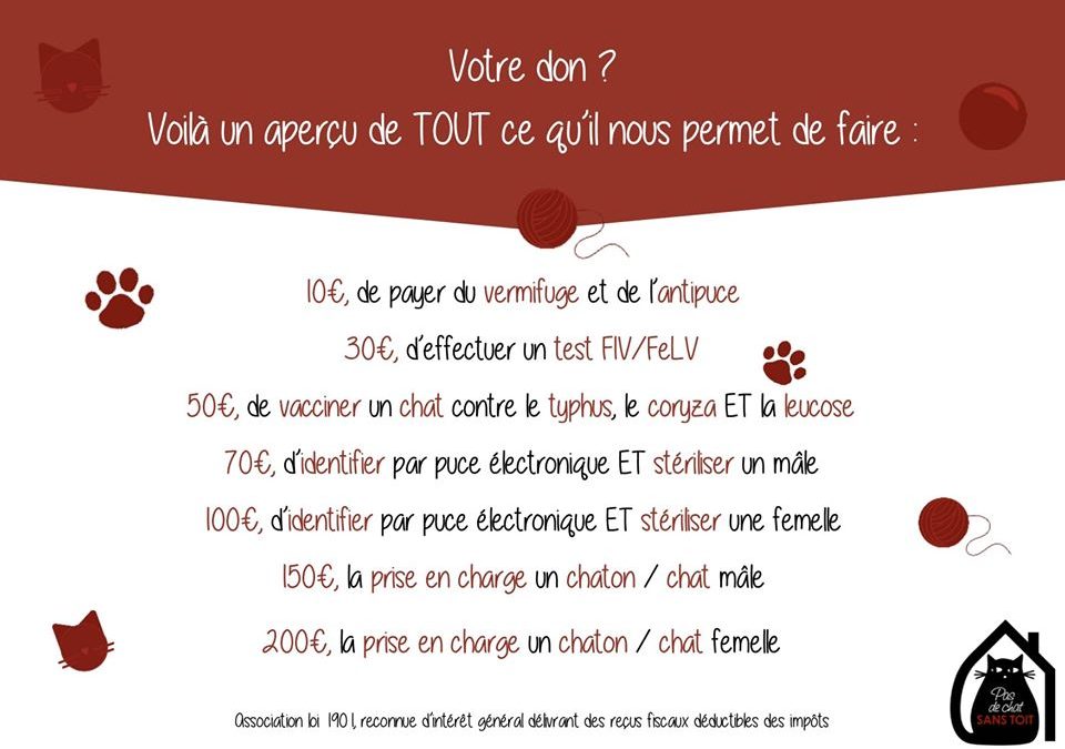 Un don pour nos protégés vous permet une déduction sur vos impôts