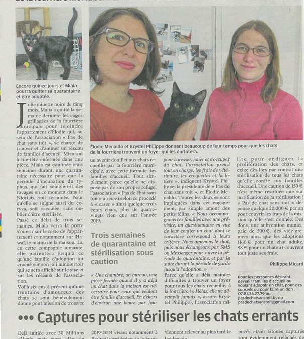 Un article sur l&rsquo;association dans La Nouvelle République 79